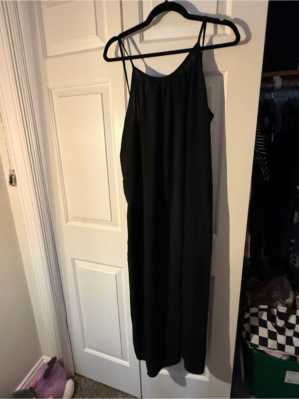 Amazon Black Backless Maxi Slip Dress low back with tie